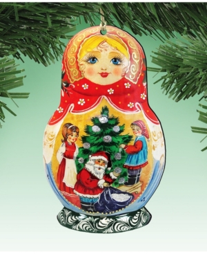 Designocracy Matreshka Doll Wooden Ornaments Set of 2