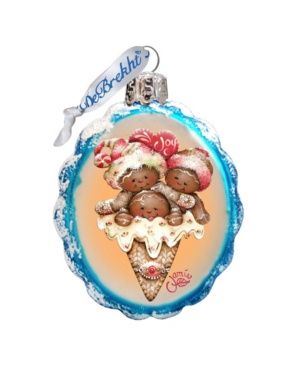 G.debrekht Joy Cone Babies Hand Painted Glass Ornament In Multi
