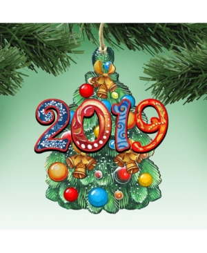 Designocracy Celebrate 2019 Wooden Ornament Set of 2
