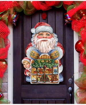Designocracy Toy Shop Santa Christmas Door Hanger In Multi