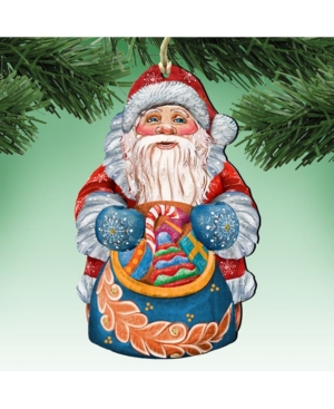 Designocracy Birdie Santa Wooden Christmas Ornament Set of 2