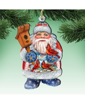Designocracy Holiday Bird Wooden Christmas Ornament Set of 2