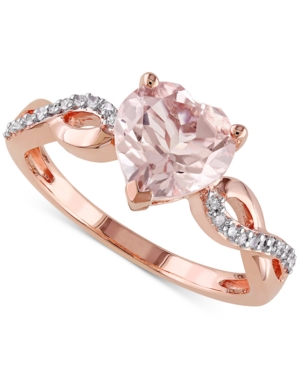 image of Morganite (1-3/4 ct. t.w.) & Diamond (1/10 ct. t.w.) Heart Ring in 10k Rose Gold