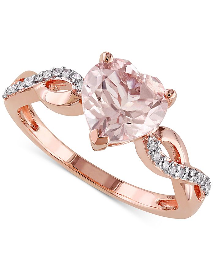 Macy's - Morganite (1-3/4 ct. t.w.) & Diamond (1/10 ct. t.w.) Heart Ring in 10k Rose Gold