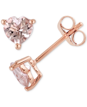 image of Morganite Heart Stud Earrings (1 ct. t.w.) in 10k Rose Gold