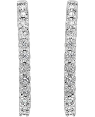 EFFY® Diamond In & Out Small Hoop Earrings (3/8 ct. t.w.) in Sterling Silver, 1