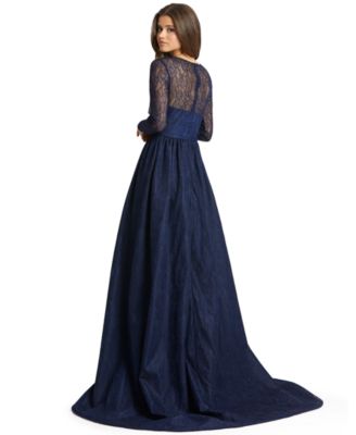 MAC DUGGAL Long-Sleeve Lace Gown & Reviews - Dresses - Women - Macy's