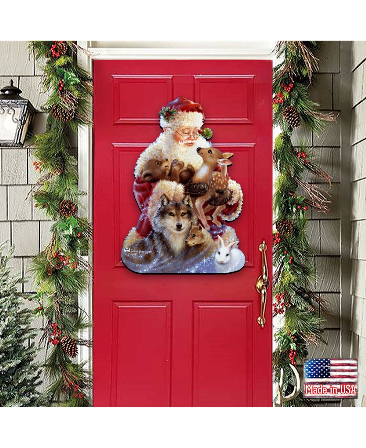 by Dona Gelsinger Santa Little Friends Wall and Door Hanger - Multi