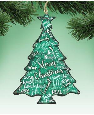 Designocracy Merry Christmas Tree Wooden Ornaments Set of 2