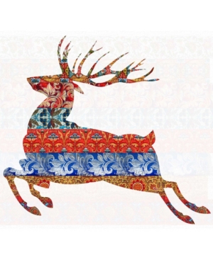 Designocracy Rustic Prancing Deer Wooden Christmas Ornament, Set Of 2 In Multi