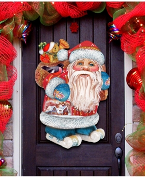Shop Designocracy Coming To Town Santa Christmas Door Hanger In Multi