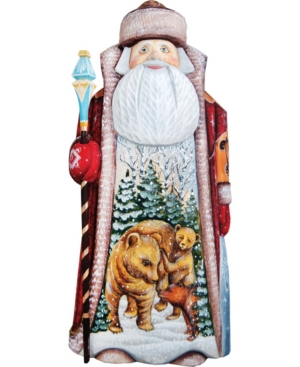 G.debrekht Woodcarved Hand Painted Waking Grizzlies Santa Figurine In Multi