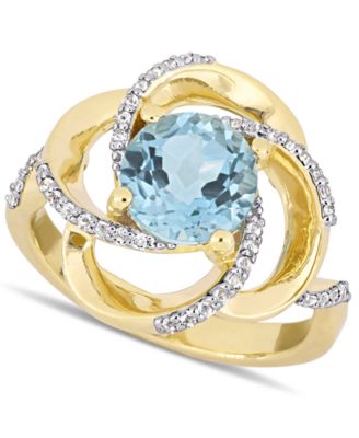 Macy's - Blue Topaz (2-1/3 ct. t.w.) & White Topaz (1/4 ct. t.w.) Swirl Statement Ring in 18k Gold-Plated Sterling Silver
