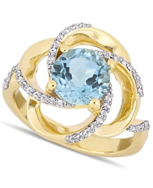 Blue Topaz (2-1/3 ct tw) & White Topaz (1/4 ct tw) Swirl Statement Ring in 18k Gold-Plated Sterling Silver