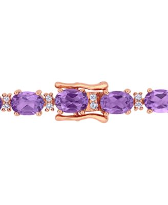 Amethyst (14 ct. t.w.) & White Sapphire (3/5 ct. t.w.) Link Bracelet in 14k Rose Gold