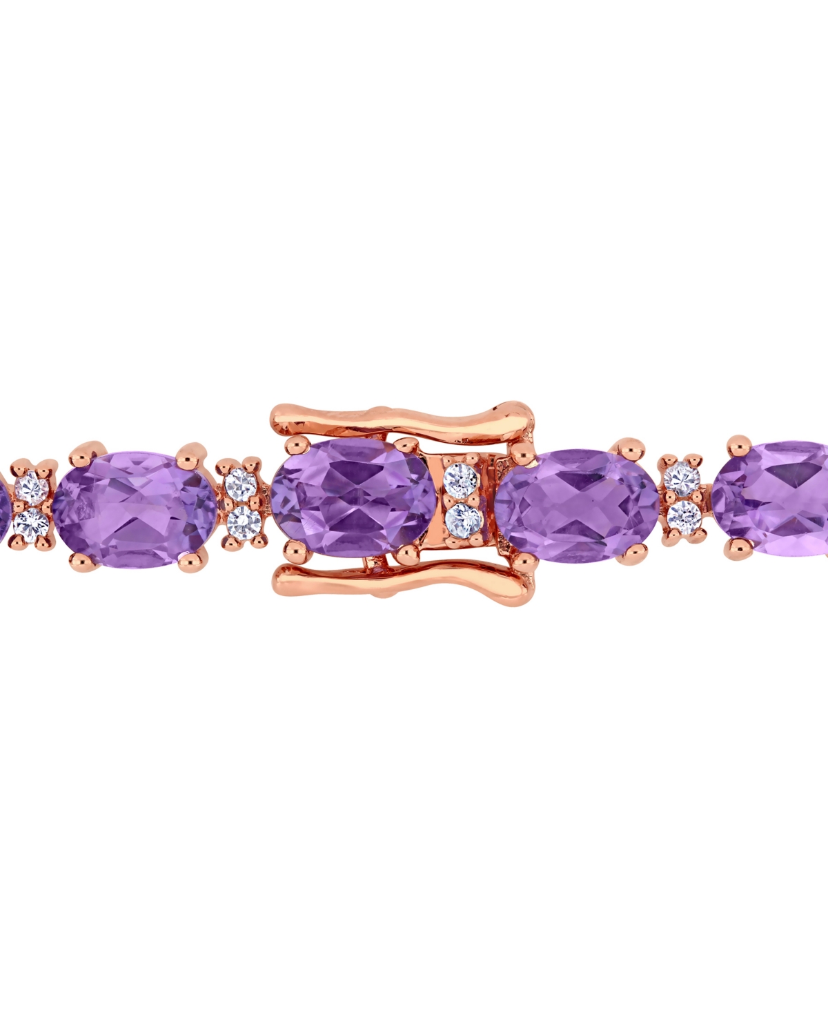 Macy's(14 ct. t.w.) & White Sapphire (3/5 ct. t.w.) Link Bracelet in 14k Rose Gold - Amethyst