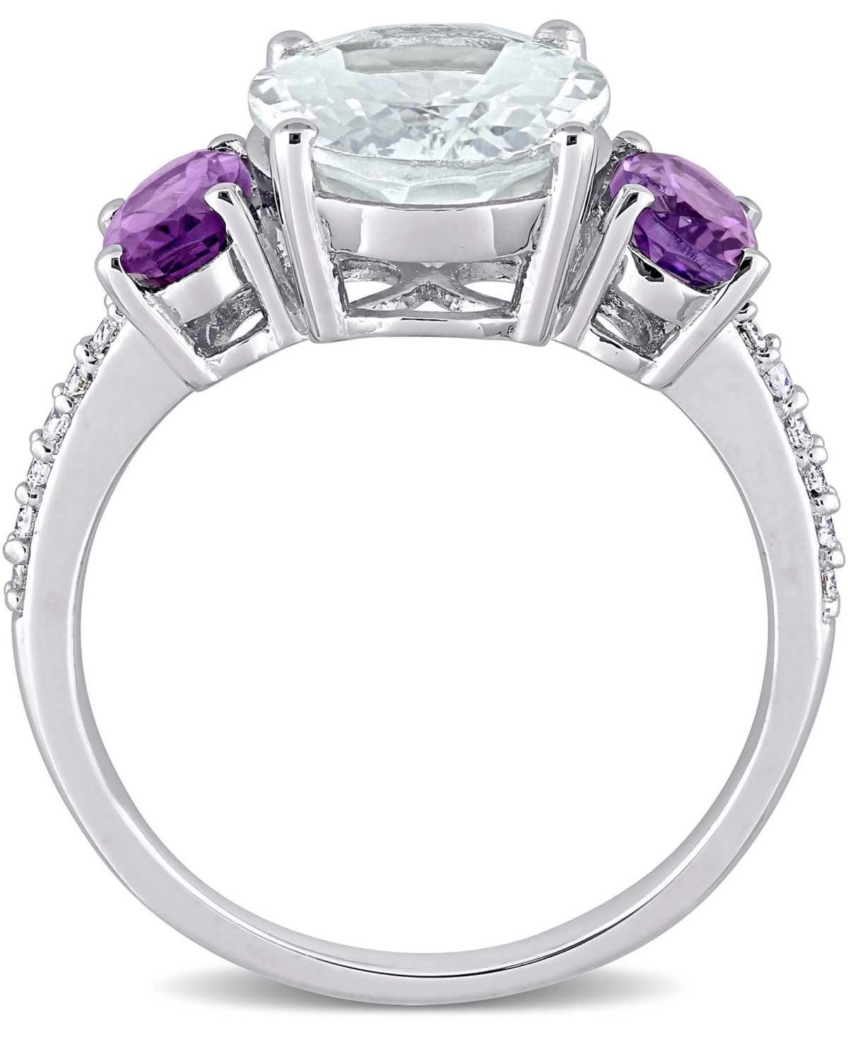 Macy's Aquamarine (3 ct. t.w.),(4/5 ct. t.w.) & Diamond (1/10 ct. t.w.) Ring in Sterling Silver - Amethyst