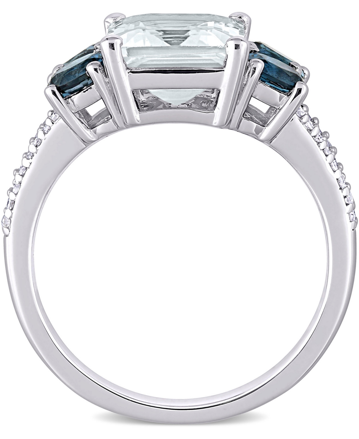 (3 ct. t.w.), Blue Topaz (1 ct. t.w.) & Diamond (1/10 ct. t.w.) Ring in Sterling Silver - Aquamarine
