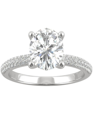 image of Charles & Colvard Moissanite Oval Pave Engagement Ring (2-3/8 ct. t.w. Dew) in 14k White Gold