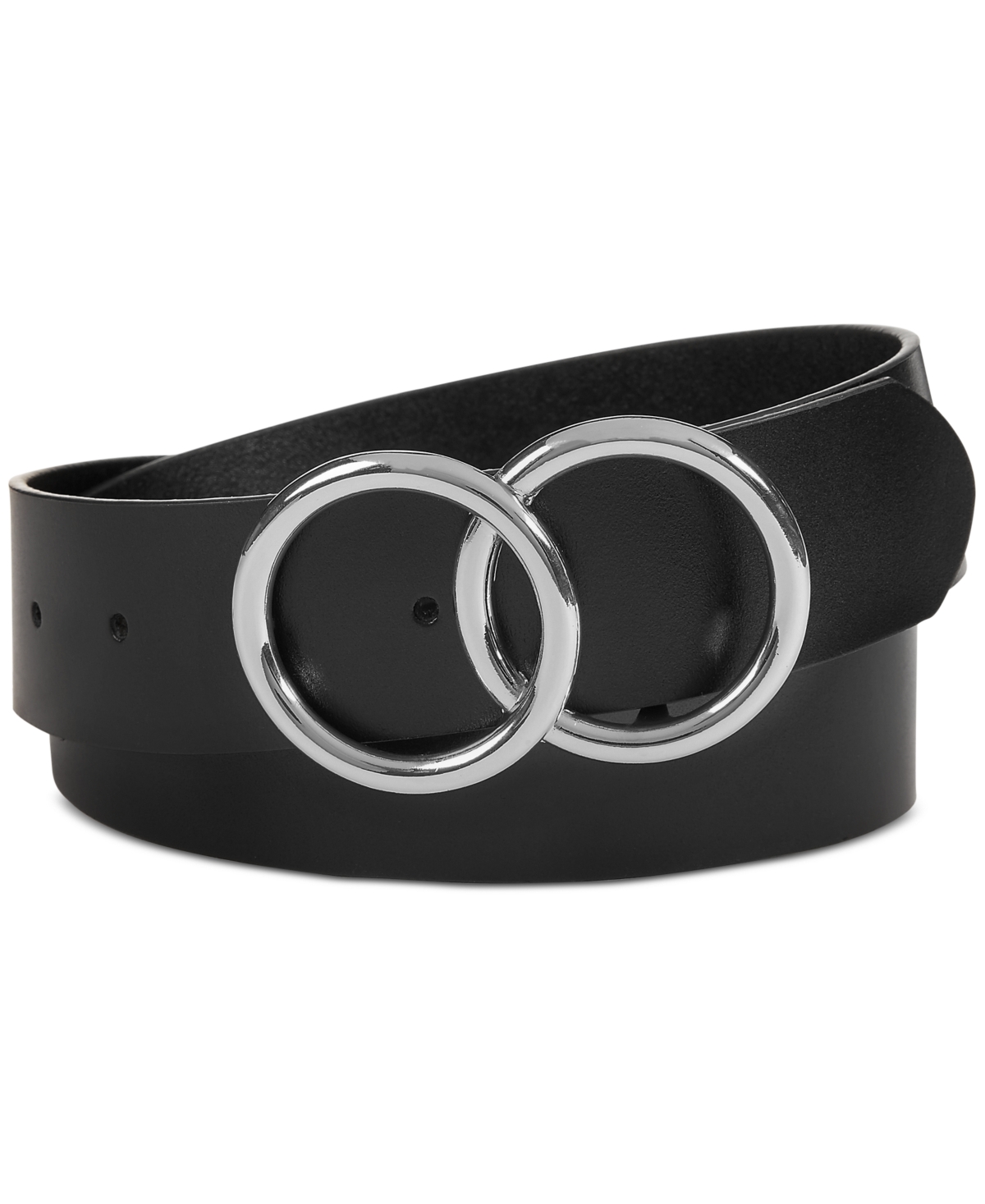 Inc International Concepts Double Circle Belt, Created For Macy's In Black,silver