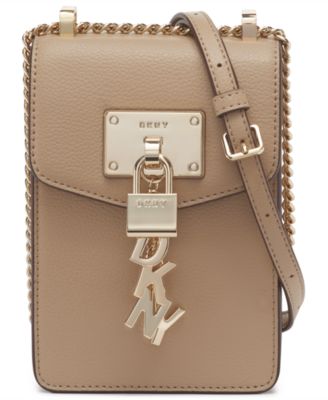 dkny elissa pebble leather charm chain strap crossbody