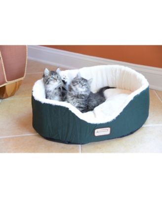 Cat Bed Oval Pet Cuddle House in Laurel Green/Ivory