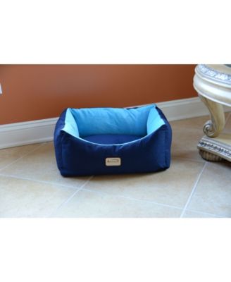 Cat Bed, Small Pet Bed, Navy Blue/Sky Blue, C09HSL/TL - Extra Thick Poly Fill, Waterproof Lining, Skid-Free Base