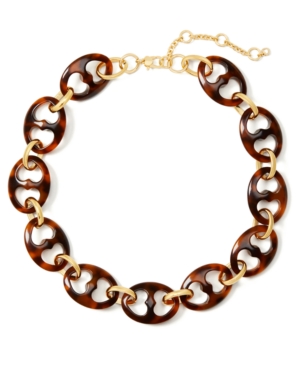 image of Kate Spade New York Gold-Tone Tortoise-Look Linked Necklace, 22