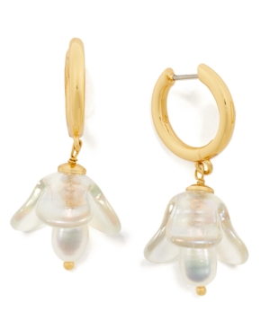 image of Kate Spade New York Gold-Tone Freshwater Pearl (5x7mm) Flower Charm Hoop Earrings