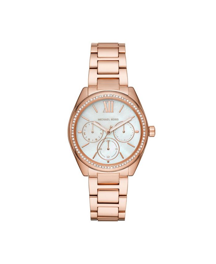 Michael Kors - Women's Janelle Multifunction Rose Gold-Tone Stainless Steel Bracelet Watch 36mm MK7095