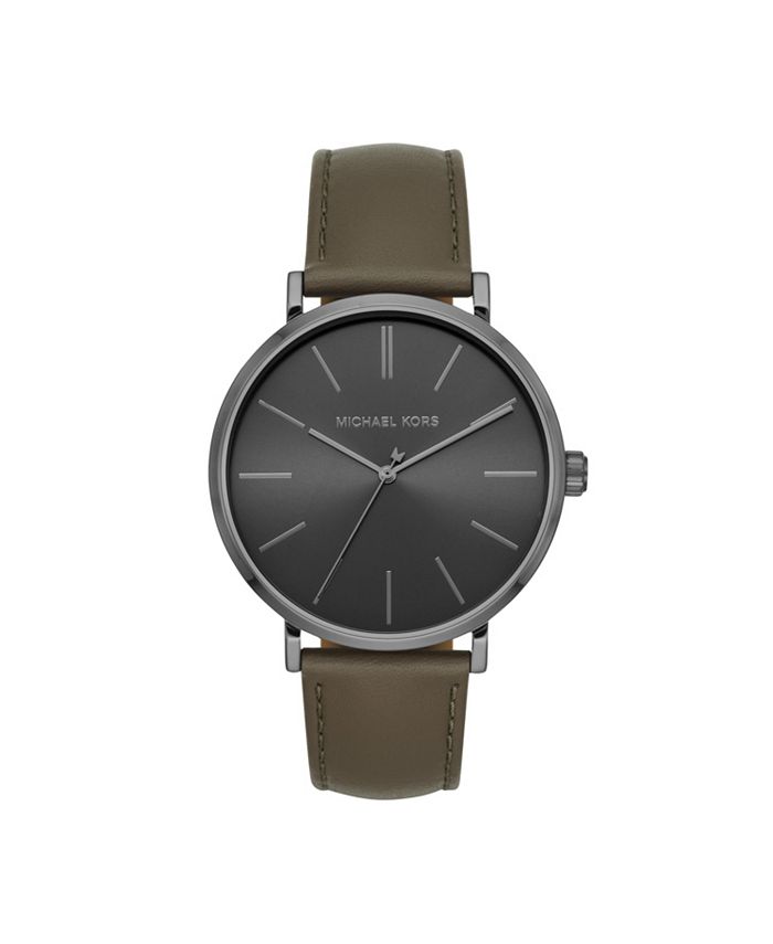 Michael Kors Men s Jayne Three Hand Olive Leather Watch 42mm