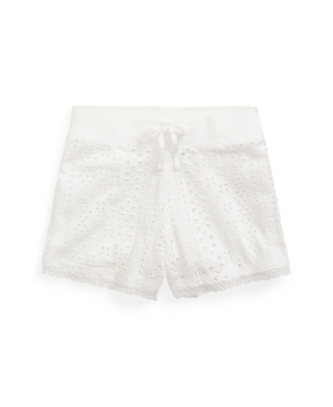 Polo Ralph Lauren Little Girls Eyelet Lace Jersey Cotton Shorts