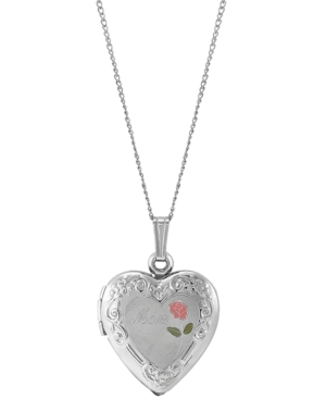 image of Mom Enamel Rose Heart Locket 18