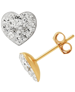image of Crystal Cluster Heart Stud Earrings in 10k Gold