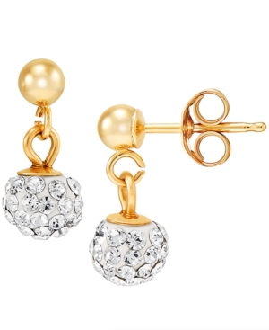 image of Crystal Ball Dangle Drop Earrings in 10k Gold