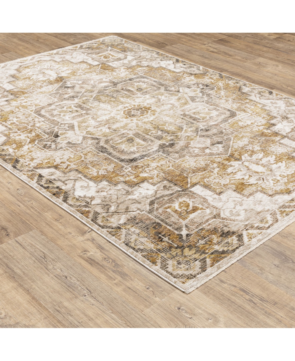 Jhb Design Maharaja 661c Gold And Ivory 3'3" X 5' Area Rug In Gold,ivory