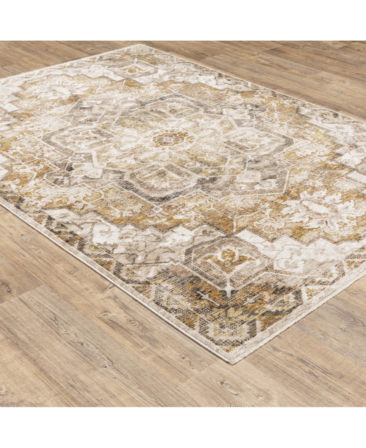 Shop Jhb Design S Kumar Kum11 Gold And Ivory 3'3" X 5' Area Rug In Gold,ivory