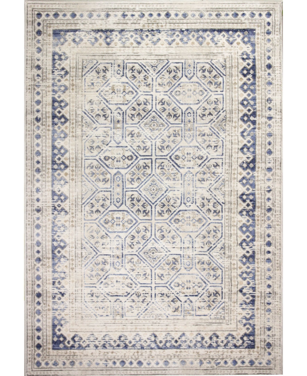 Bb Rugs Mesa Mes-05 Ivory, Blue 7'6in x 9'6in Area Rug - Ivory/blue