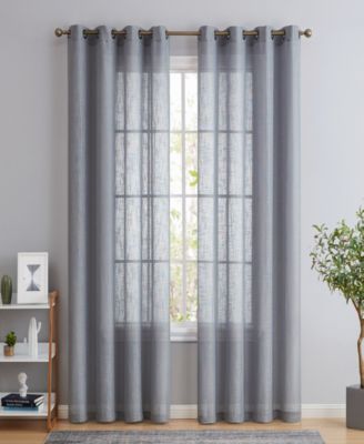 Abbey Faux Linen Textured Semi Sheer Privacy Sun Light Filtering Transparent Window Grommet Long Thick Curtains Drapery Panels for Bedroom & Living Room, 2 Panels
