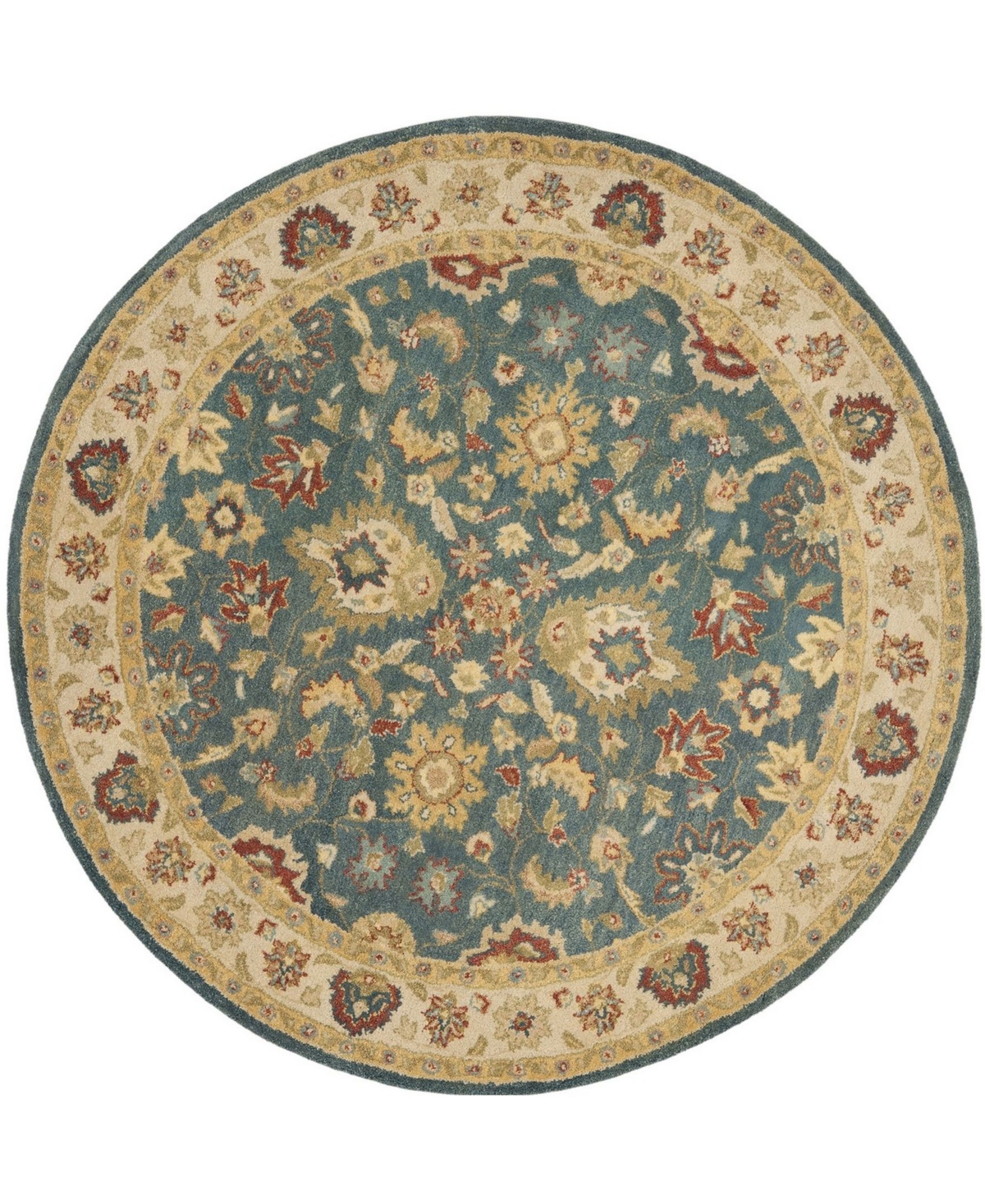 Safavieh Antiquity At15 Blue and Beige 8' x 8' Round Area Rug - Blue