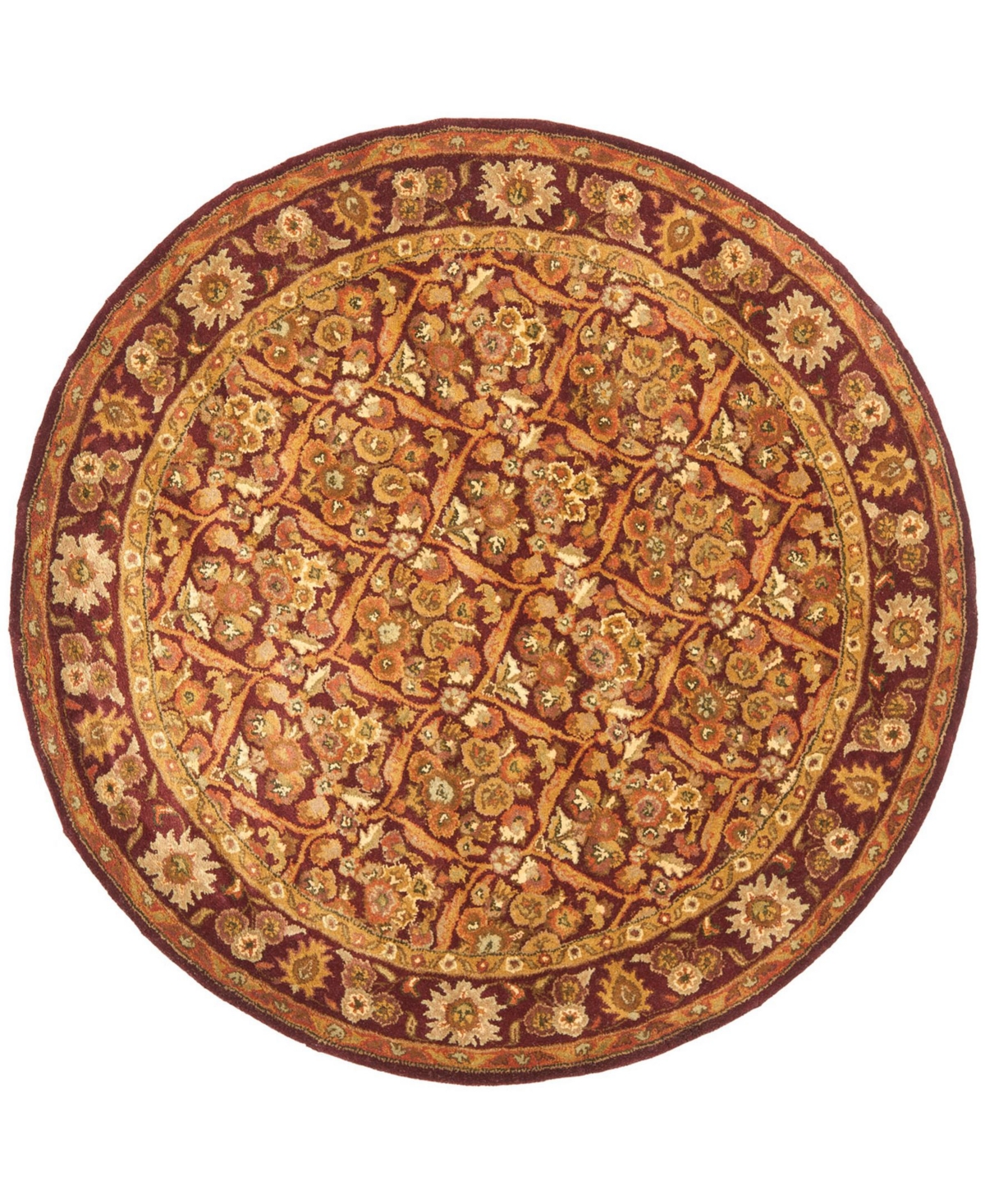 Safavieh Antiquity At51 Wine and Gold 6' x 6' Round Area Rug - Wine