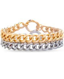 Two-Tone 2-Pc. Set Curb Link Bracelets