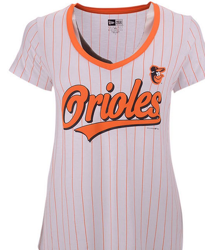 New Era Women's Baltimore Orioles Pinstripe V-Neck T-Shirt - Macy's
