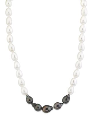 Macy's - Cultured Tahitian Pearl (8-10-1/2mm) & Cultured Freshwater Pearl (8-10-1/2mm) 17" Collar Necklace