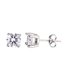 Stainless Steel Clear Round Cubic Zirconia Earrings