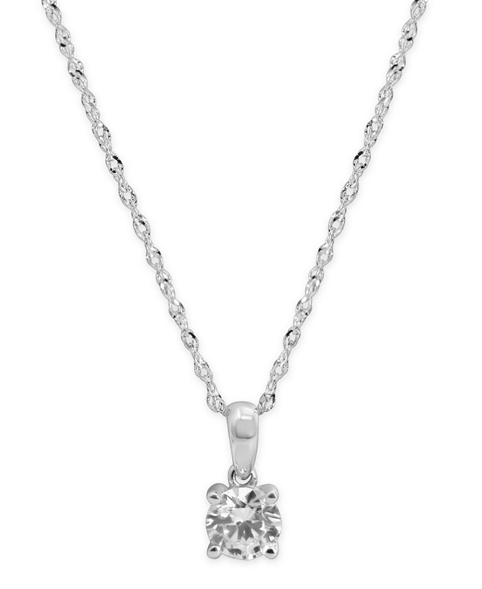 14k Yellow/White Gold Cubic Zirconia Tiny 6mm Star Solitaire Pendant Necklace 