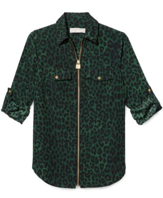 Michael Kors - Mega Cheetah-Print Zip Shirt