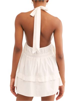 Tunique Free People 'Sail Away' Blanc - Taille M, 100% Coton, Sans Manches, Noué Décolleté V, Neuf Avec étiquette (NWT)