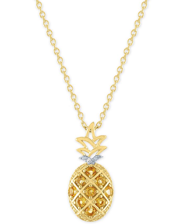 Macy s Citrine 1 3 ct. t.w. Diamond Accent Pineapple Pendant