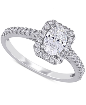 image of Diamond Oval Center Halo Engagement Ring (1 ct. t.w.) in 14k White Gold